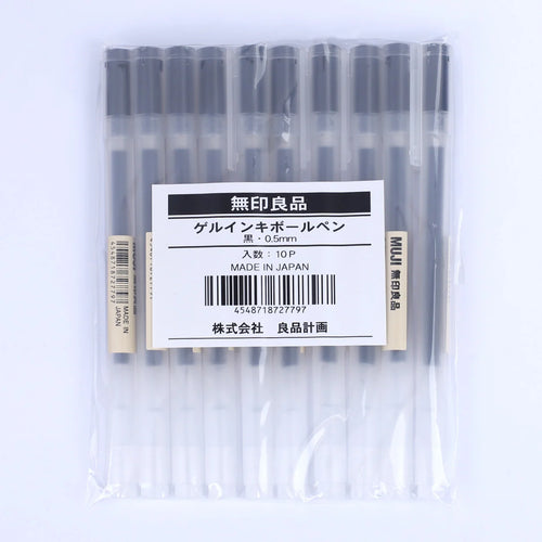 0.5 mm Black Gel Ink Pens, Pack of 10
