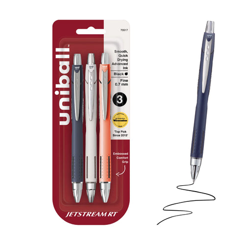 0.7 mm Fine Point Retractable Ballpoint Pens, 3 Count-Assorted; Indigo; Adobe;
