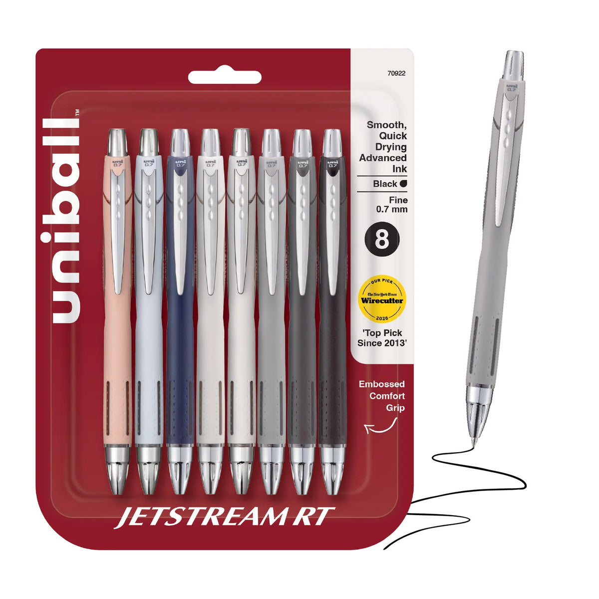 0.7 mm Fine Point Retractable Ballpoint Pens, 8 Count-Assorted; Coral; Sea;