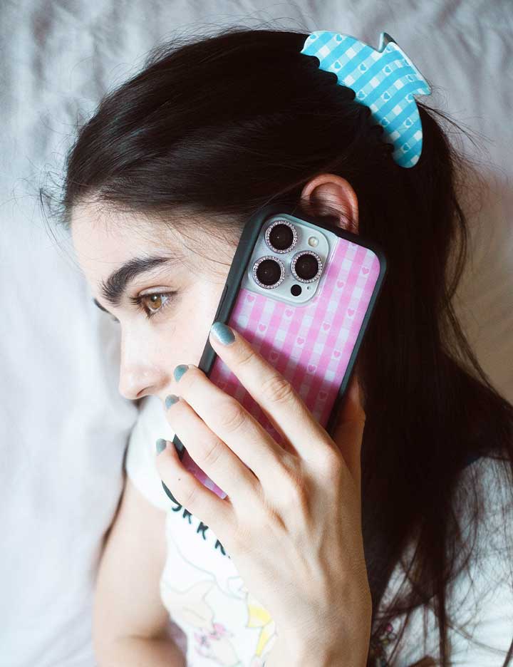Emi Jay Big Effing Clip in Blue Gingham Hearts