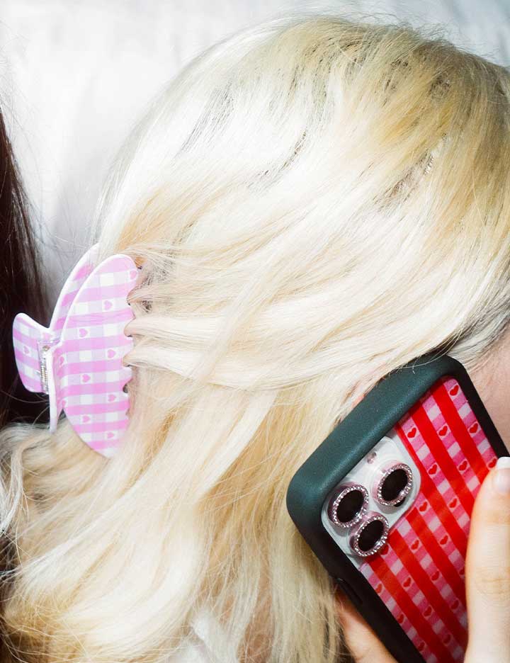 Emi Jay Big Effing Clip in Pink Gingham Hearts