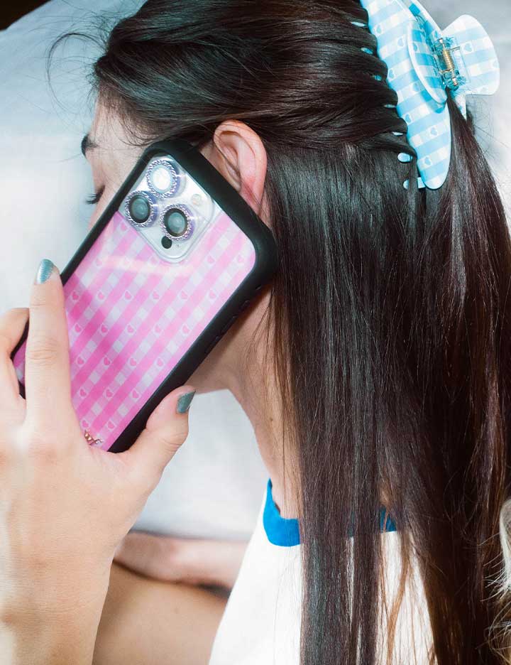 Emi Jay Big Effing Clip in Blue Gingham Hearts