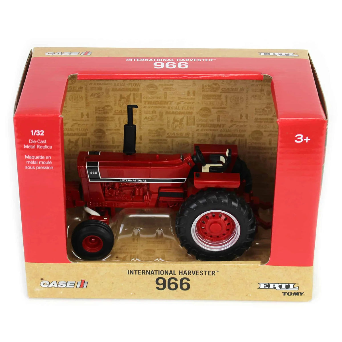 1/32 Scale Diecast Tractor Toy with Black Stripe Decoration, Soft Feel Tires and Rear Hitch