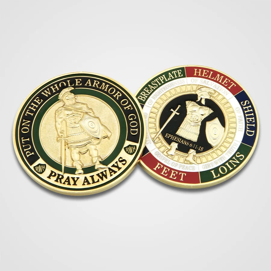 1.75-Inch Armor of God Challenge Coin in Brass, Gold