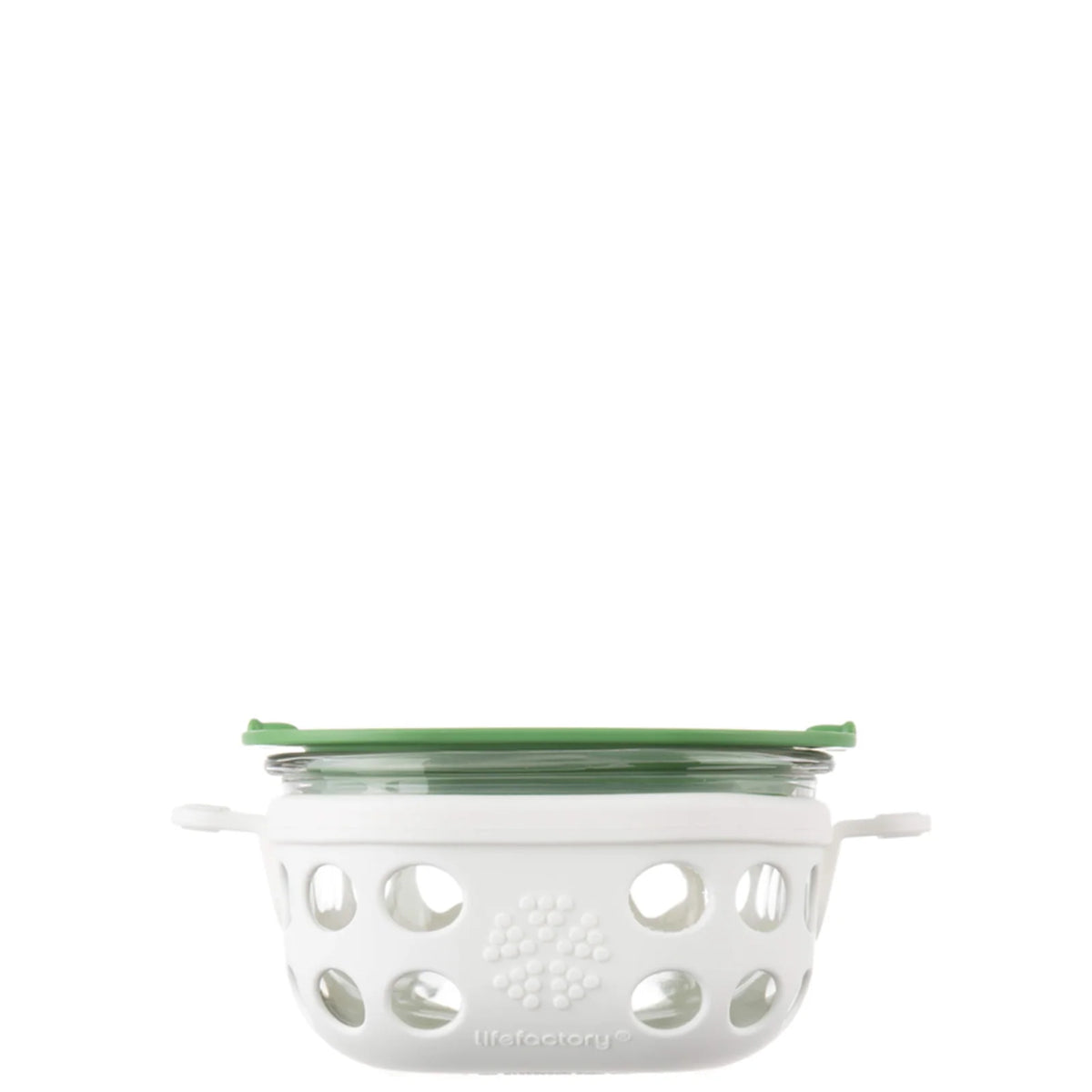 1 Cup Glass Food Storage Container, Optic White, Grass Green