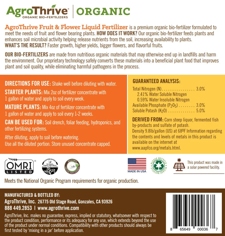 1 Gallon Organic Liquid Fertilizer Concentrate