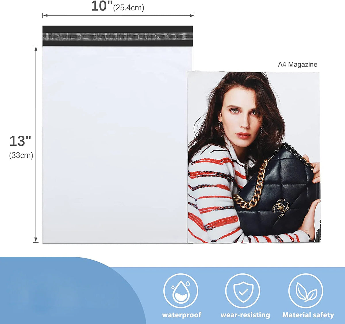 10 x 13 Inch Poly Mailer Shipping Bags, Self-Sealing Recyclable Envelopes for Apparel and Soft Goods