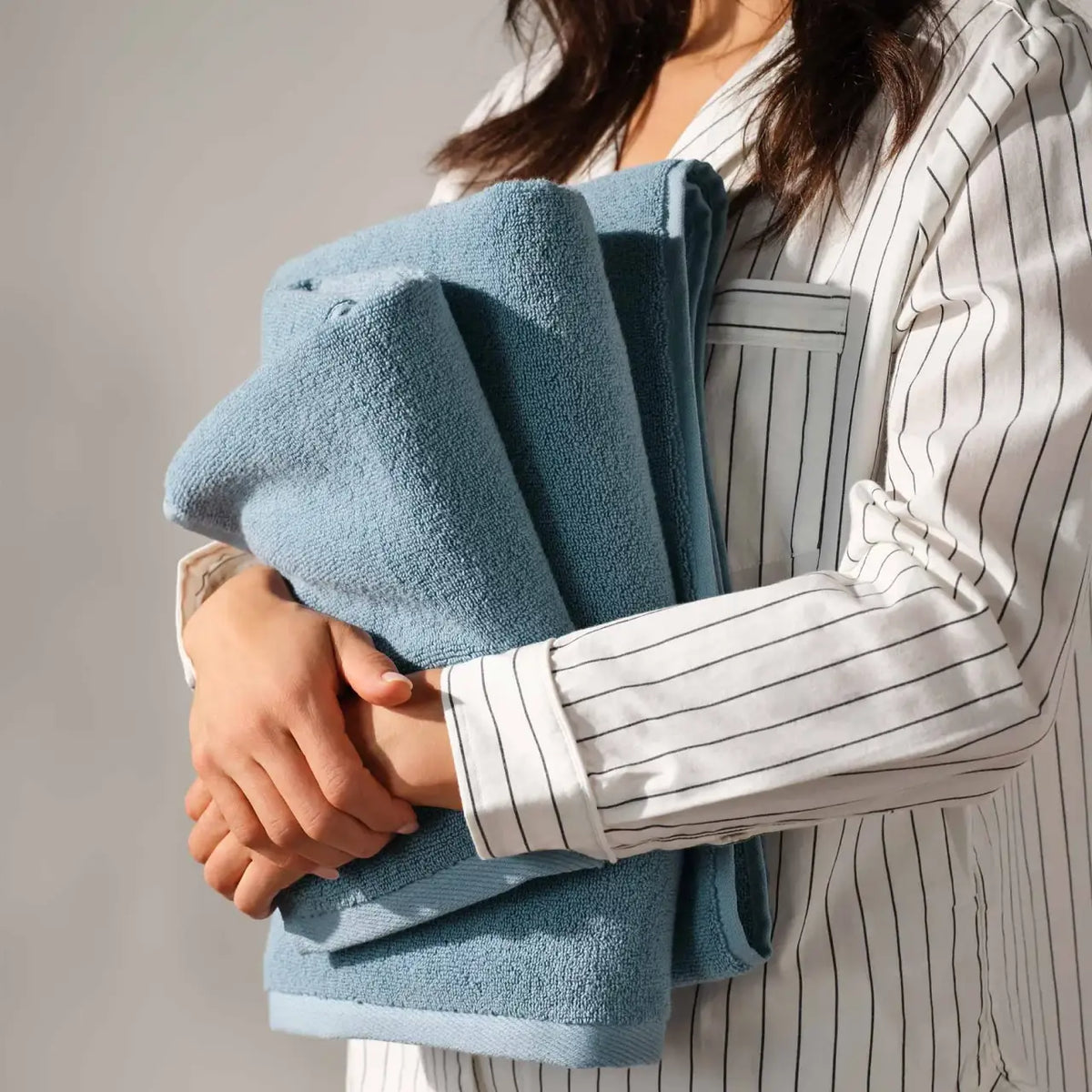 100% Aegean Turkish Cotton Hand Towels, Set of 2 in Plush 500 GSM