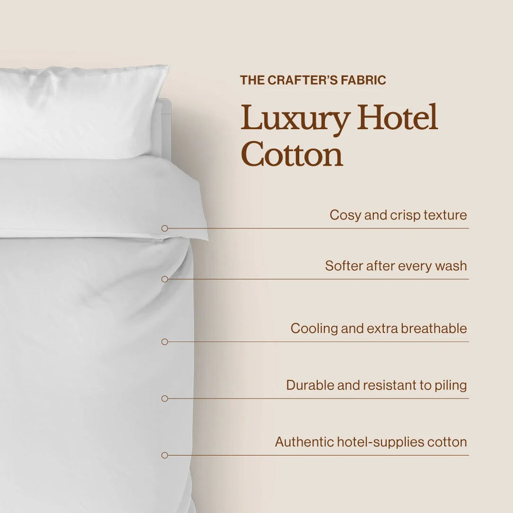 100% Cotton Hotel-Style Bedding Set with Fitted Sheet, Pillowcases and Duvet Cover in Four Sizes