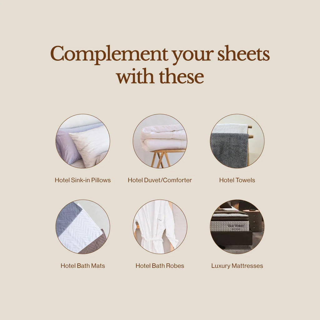 100% Cotton Hotel-Style Bedding Set with Fitted Sheet, Pillowcases and Duvet Cover in Four Sizes