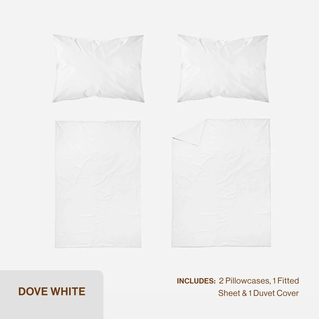 100% Cotton Hotel-Style Bedding Se — Dove White / Single / Dove White / Super Single / Dove White / Queen / Dove White / King