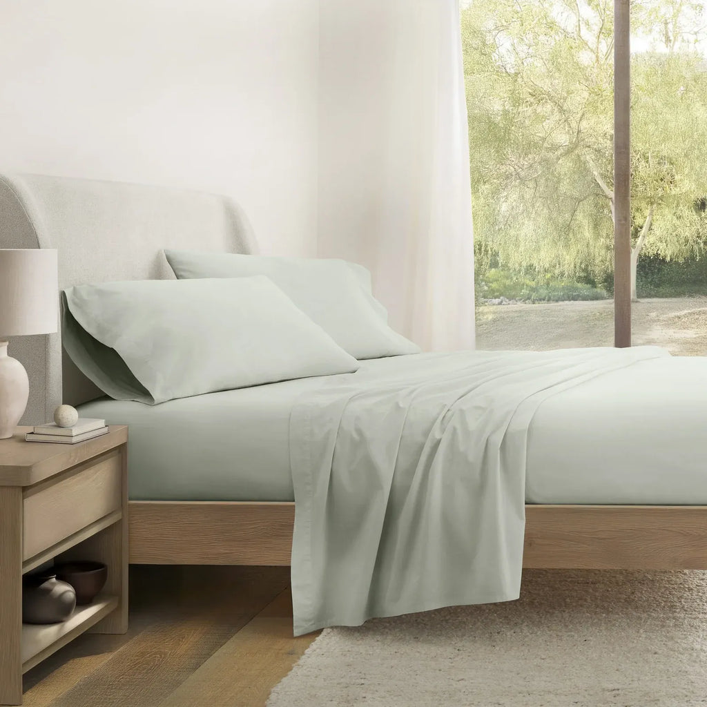 100% Cotton Percale Sheet Set with Breathable 160 Thread Count Comfort in Twin, Full, Queen, King and Cal King Sizes