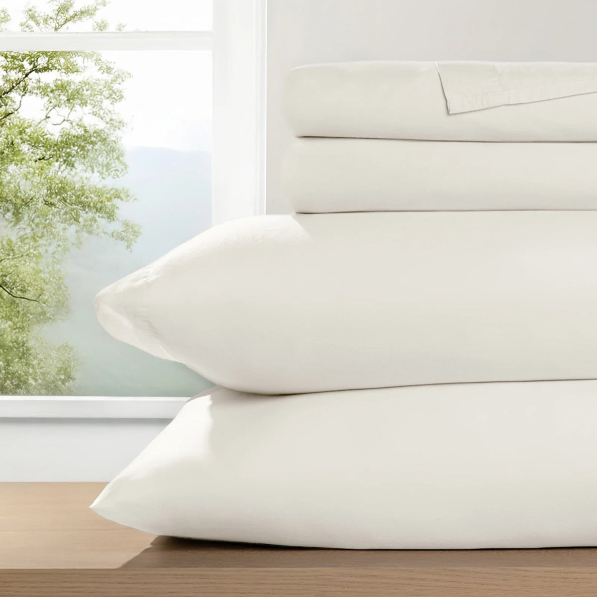 100% Cotton Percale Sheet Set with Breathable 160 Thread Count Comfort in Twin, Full, Queen, King and Cal King Sizes