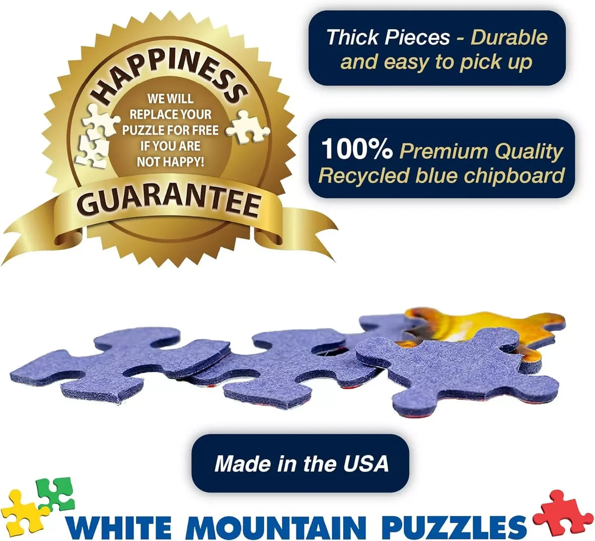 1000-Piece Christmas Jigsaw Puzzle Featuring a Snowy Small-Town Main Street and Horse-Drawn Carriage Scene