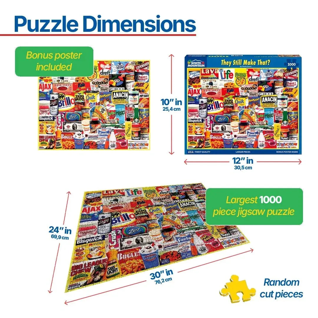1000-Piece Collage Jigsaw Puzzle Featuring Nostalgic Brands, 24 x 30 Inch Finished Size · 1000 piece jigsaw puzzle