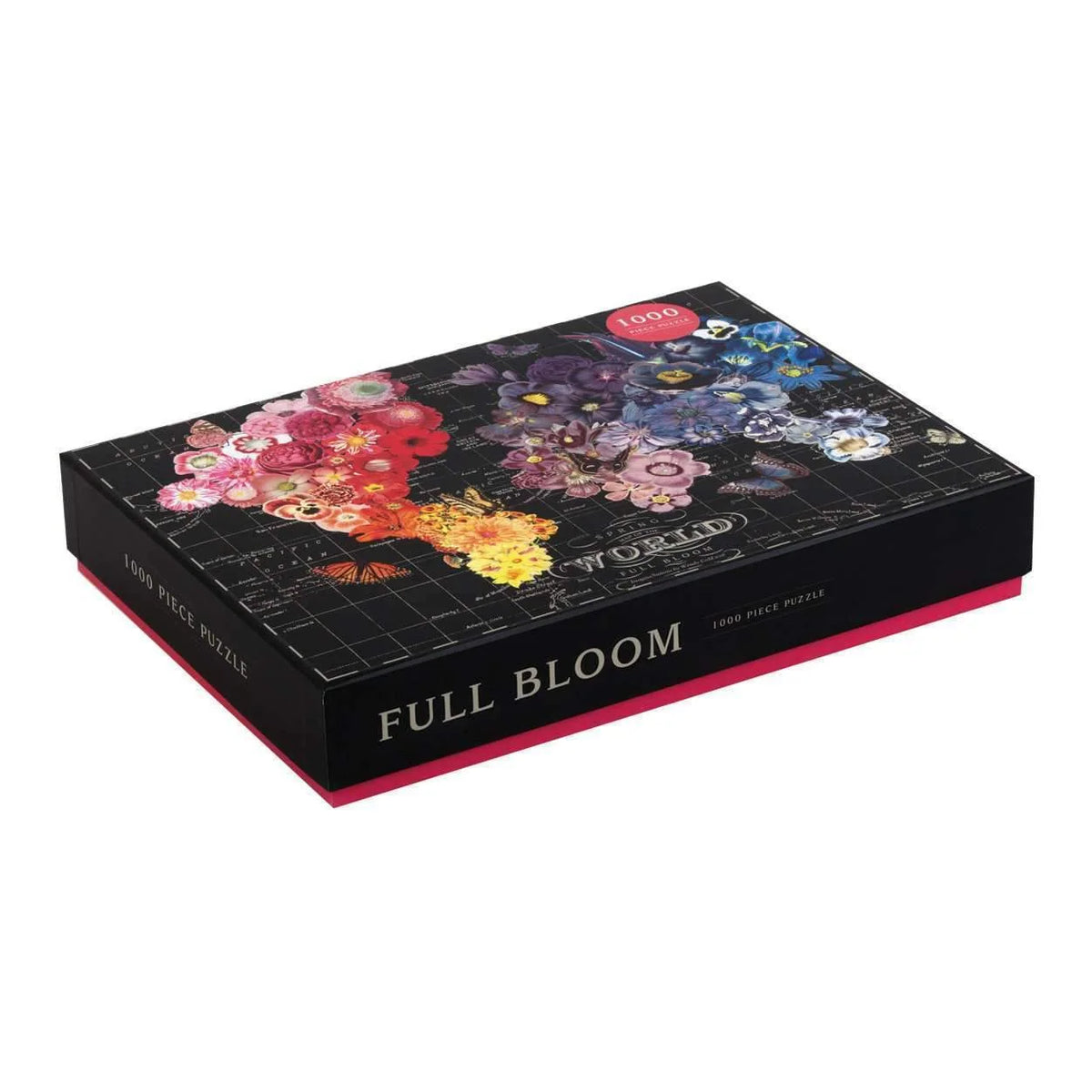 1000 Piece Jigsaw Puzzle Featuring a Vintage Butterfly and Flower Collage Across a World Map
