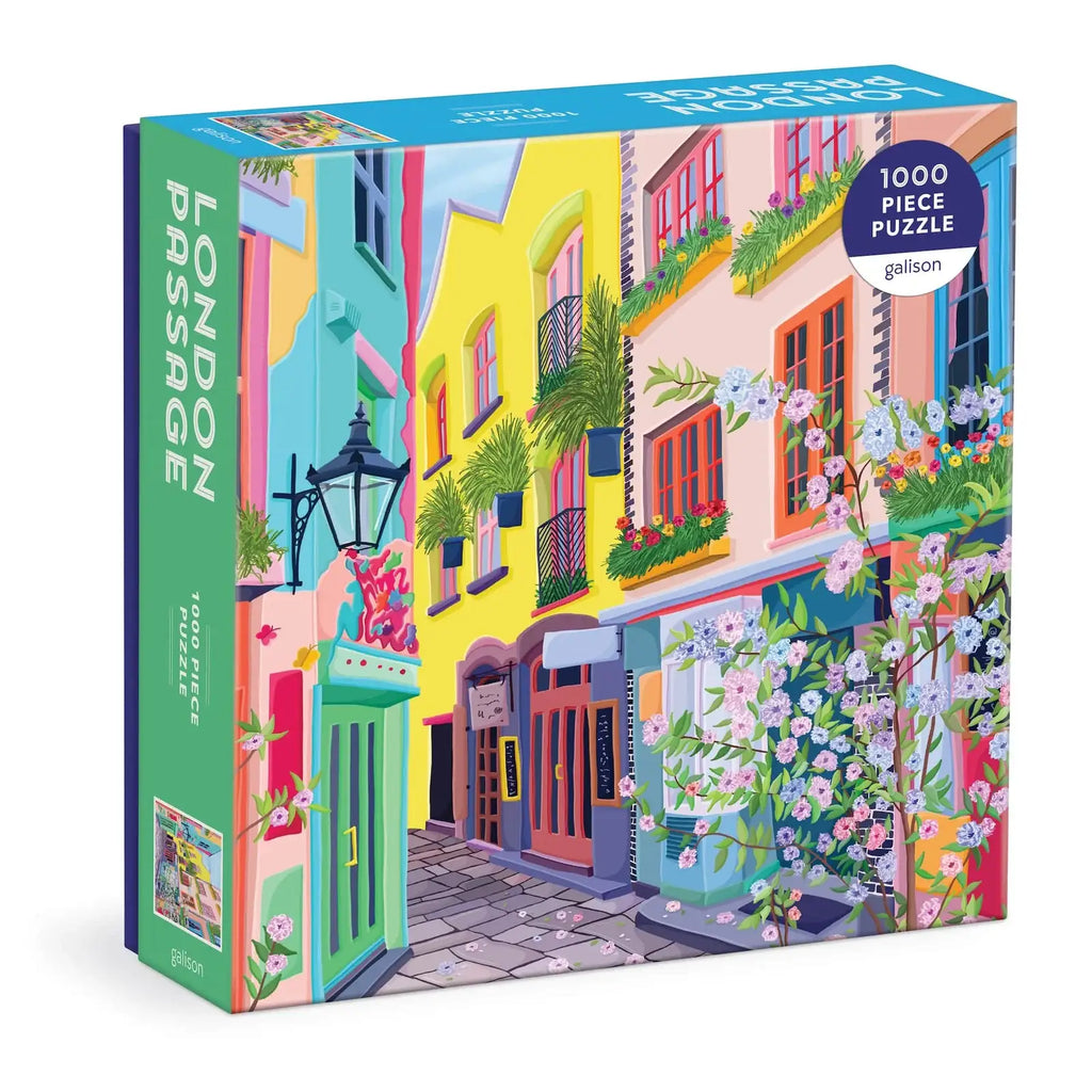 1000 Piece London Passage Jigsaw Puzzle with Color Image Insert and Reusable Square Storage Box