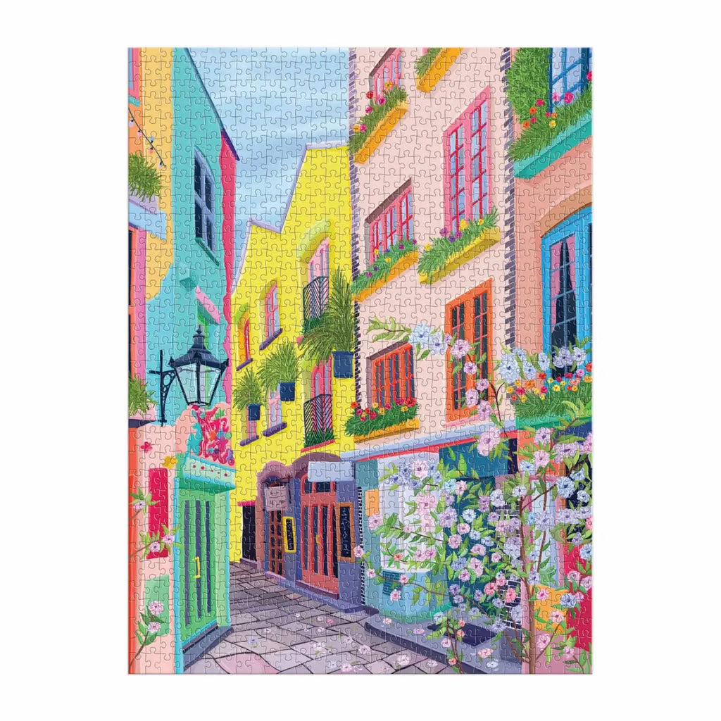 1000 Piece London Passage Jigsaw Puzzle with Color Image Insert and Reusable Square Storage Box