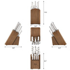 12-Piece Knife Block Set in Forged German Steel with Solid Acacia Storage and Ergonomic Handles
