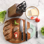 12-Piece Knife Block Set in Forged German Steel with Solid Acacia Storage and Ergonomic Handles