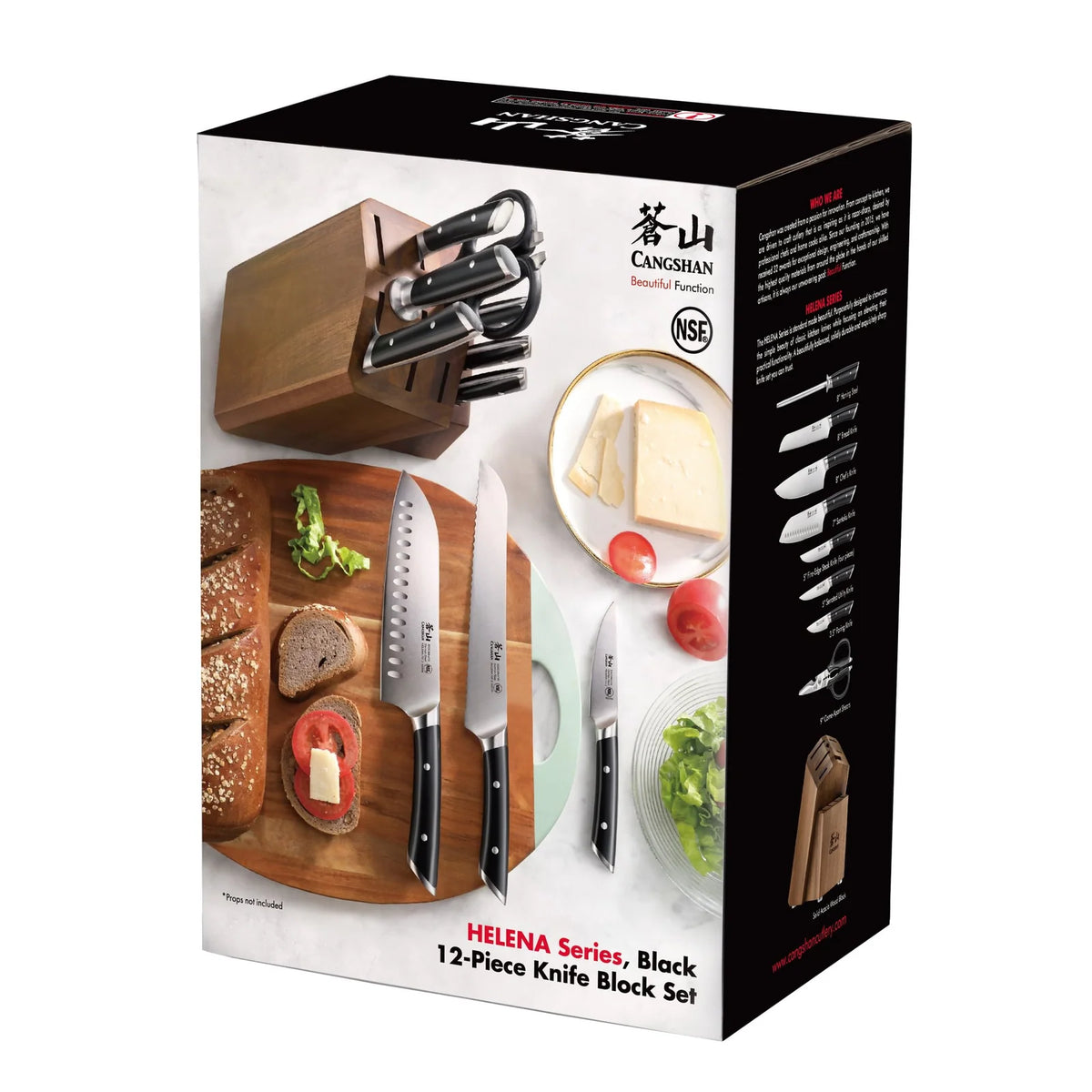 12-Piece Knife Block Set in Forged German Steel with Solid Acacia Storage and Ergonomic Handles