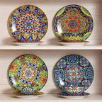 12-Piece Porcelain Dinnerware Set with Boho Chic Double-Sided Patterns for Everyday Dining and Easy Stacking
