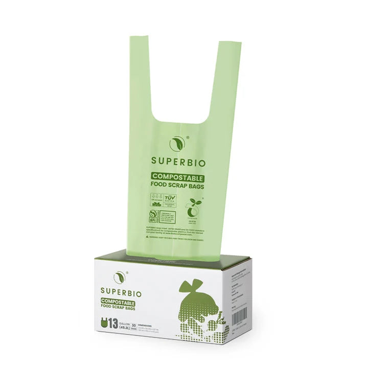 13 Gallon Compostable Tall Kitchen Trash Bags, 30 Count,