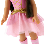 14.5-Inch Princess Doll with Long Brown Hair, Pink Glitter Outfit, Crown Headband and Glittery Mary Jane Boots