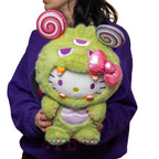 14-Inch Green Kaiju Plush Toy with Candy Corn Teeth, Lollipop Horns and Pocketed Collectible Design