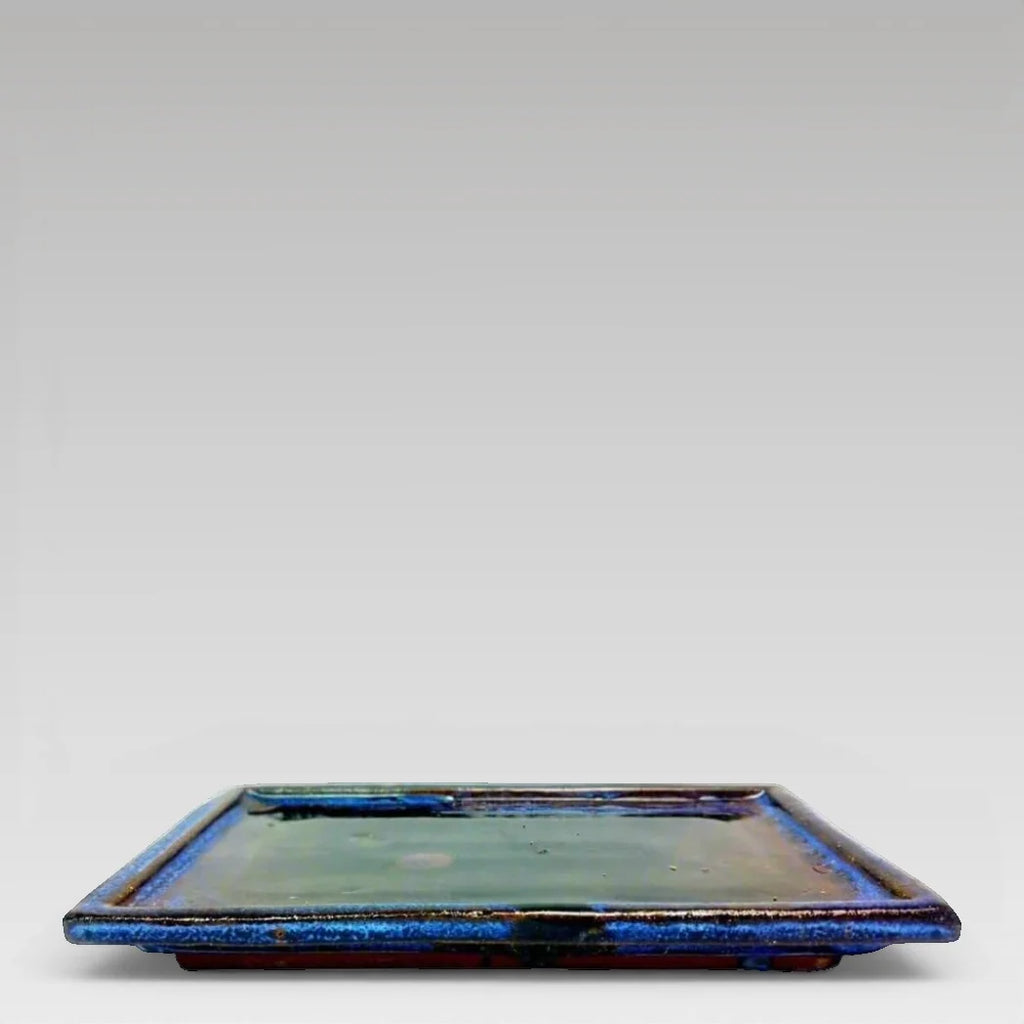 15cm Rectangular Bonsai Pot Drip Tray in Blue or Cream