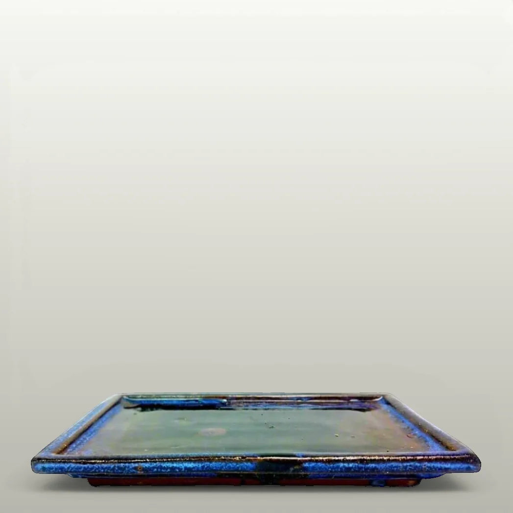 15cm Rectangular Bonsai Pot Drip Tray in Blue or Cream