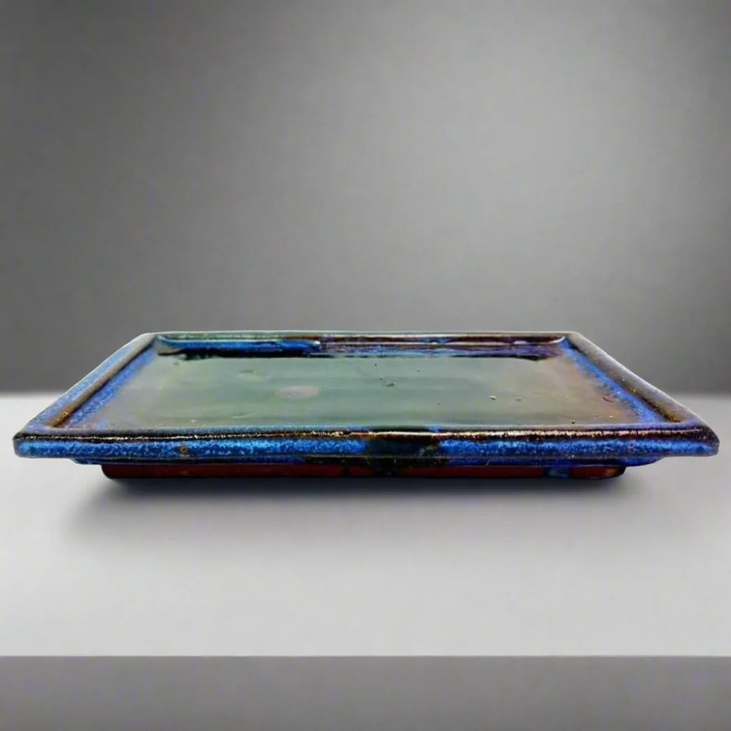 15cm Rectangular Bonsai Pot Drip Tray in Blue or Cream