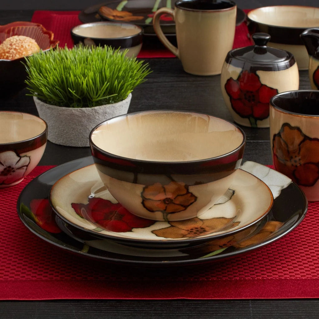 16 Piece Floral Stoneware Dinnerware Set