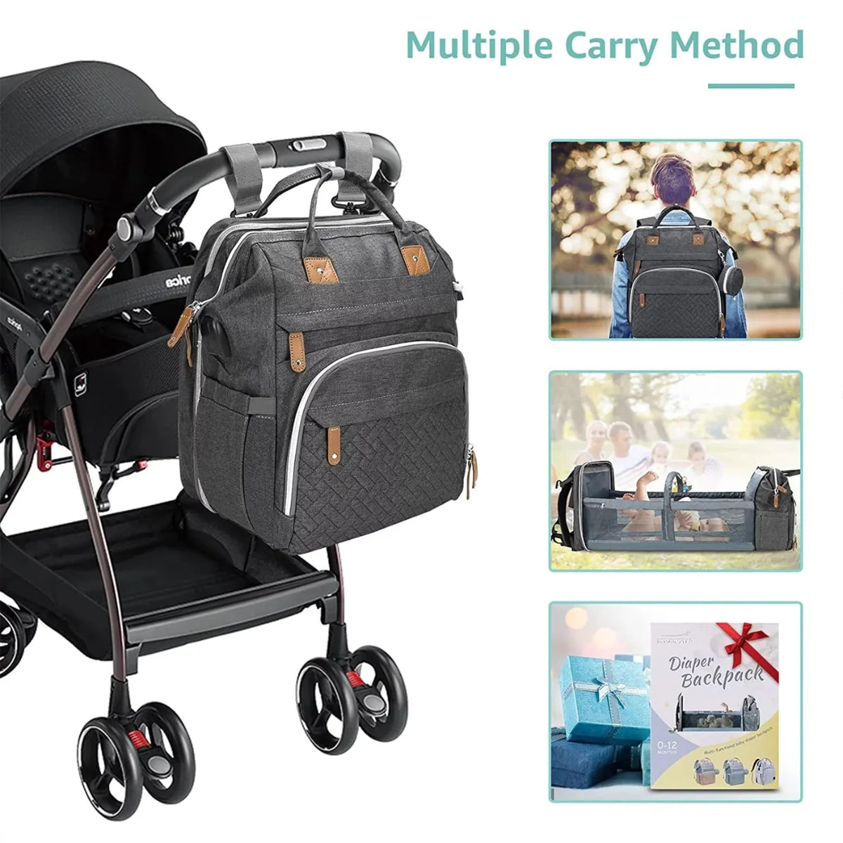 19-Pocket Diaper Bag Backpack