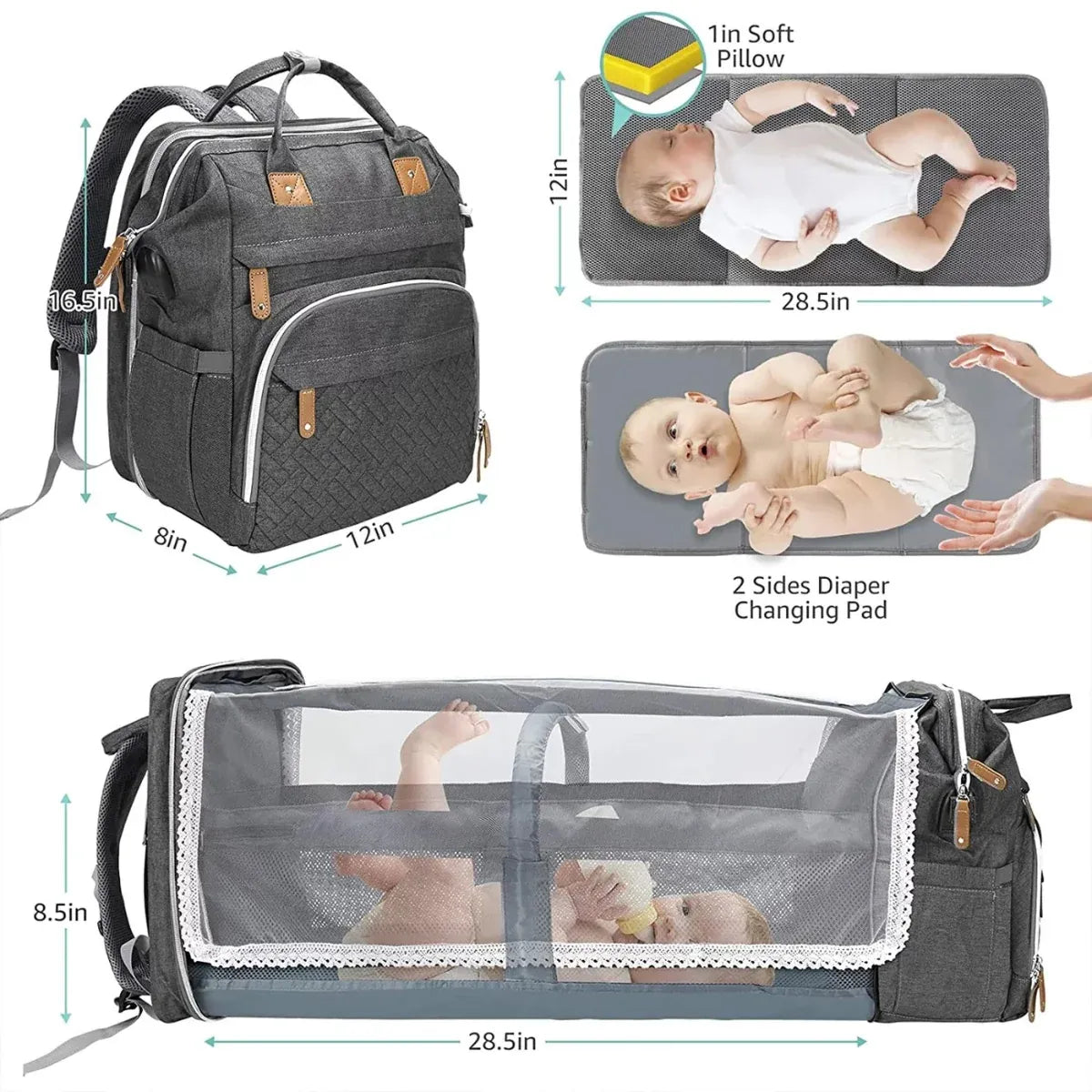 19-Pocket Diaper Bag Backpack