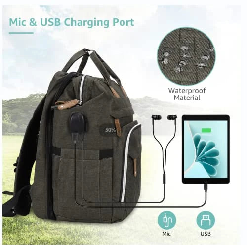 19-Pocket Diaper Bag Backpack