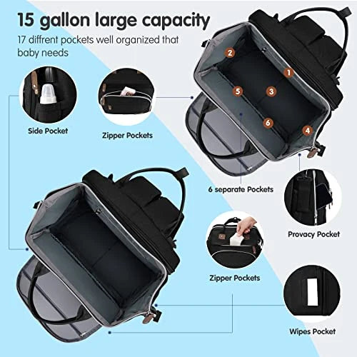 19-Pocket Diaper Bag Backpack