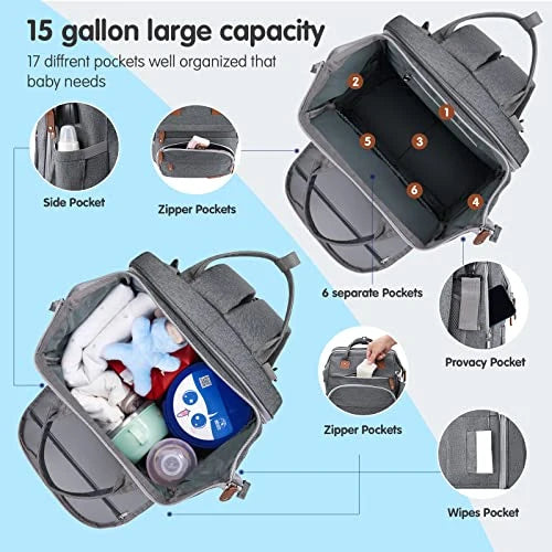 19-Pocket Diaper Bag Backpack