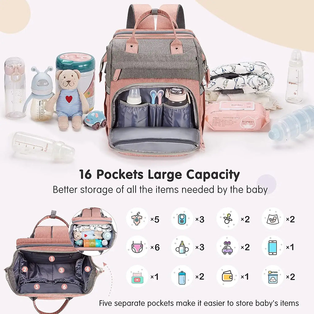 19-Pocket Diaper Bag Backpack