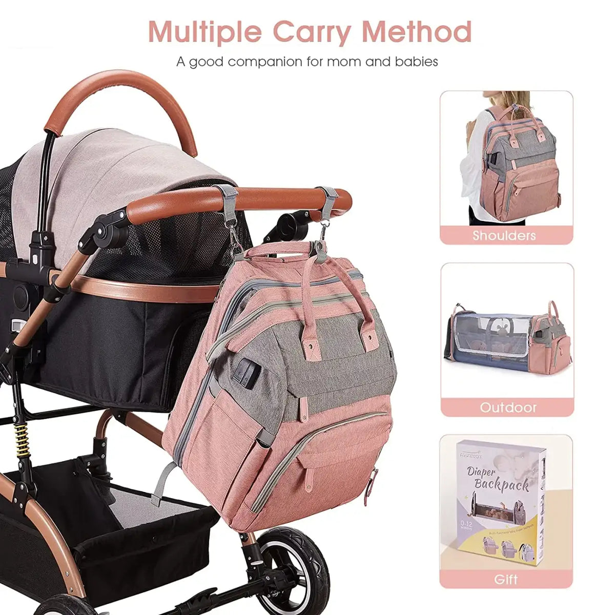 19-Pocket Diaper Bag Backpack