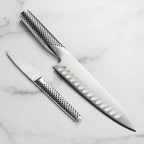 2-Piece Hollow Edge Chef Knife Set with Japanese Stainless Steel Blades and Comfortable Dimpled Handles