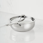 2-Quart Polished Stainless Steel Saucier Pan with Tri-Ply Construction and Induction-Ready Performance