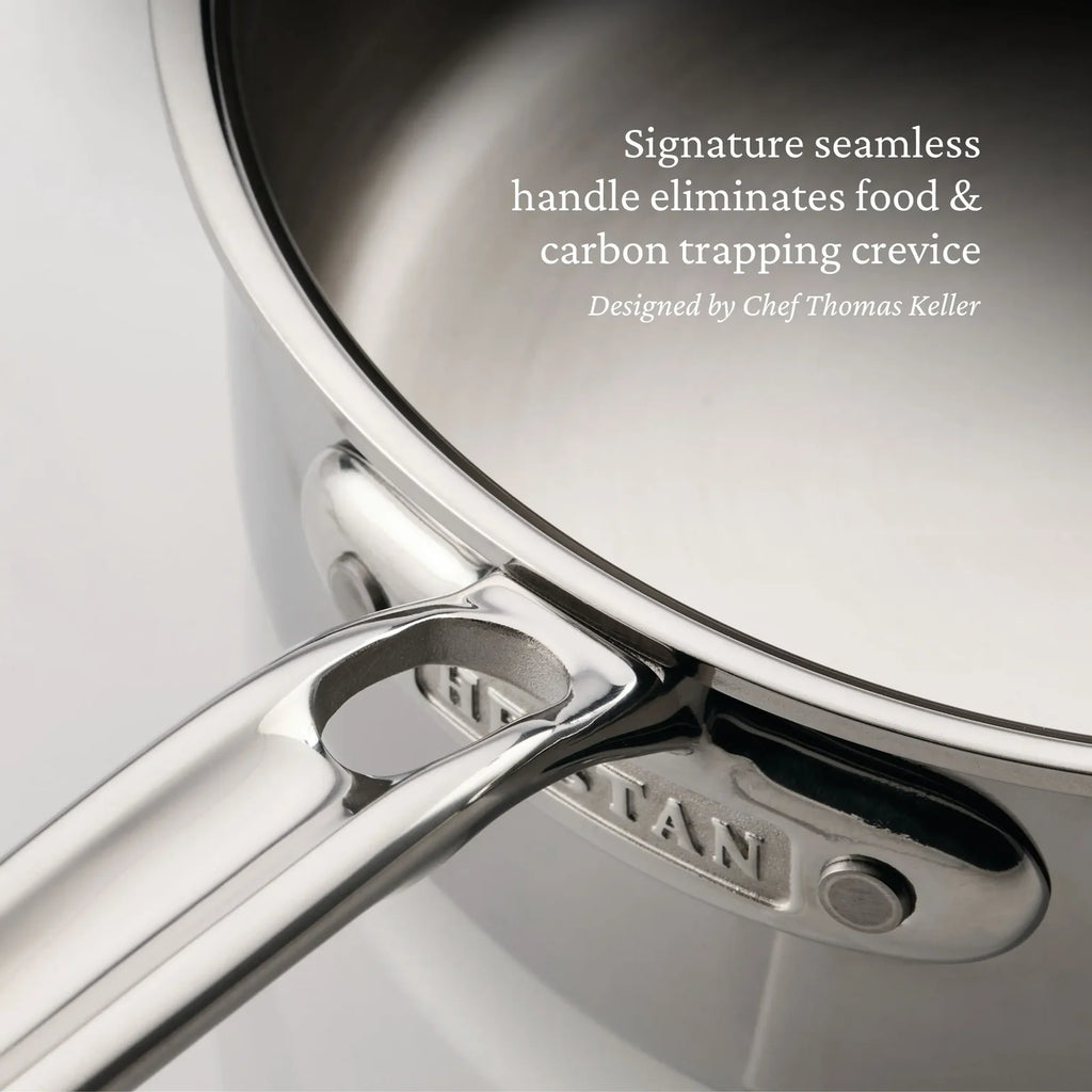 2-Quart Polished Stainless Steel Saucier Pan with Tri-Ply Construction and Induction-Ready Performance