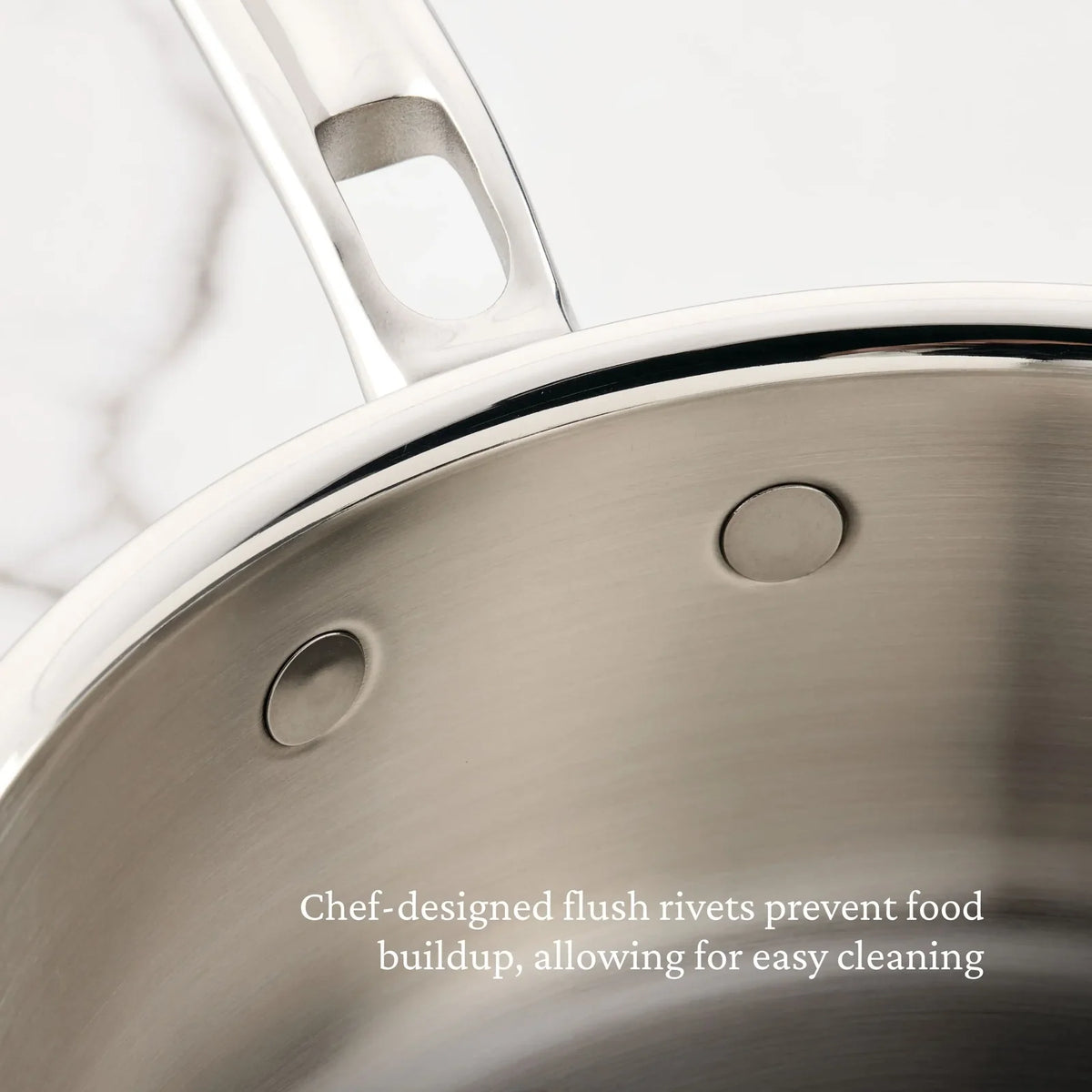 2-Quart Polished Stainless Steel Saucier Pan with Tri-Ply Construction and Induction-Ready Performance