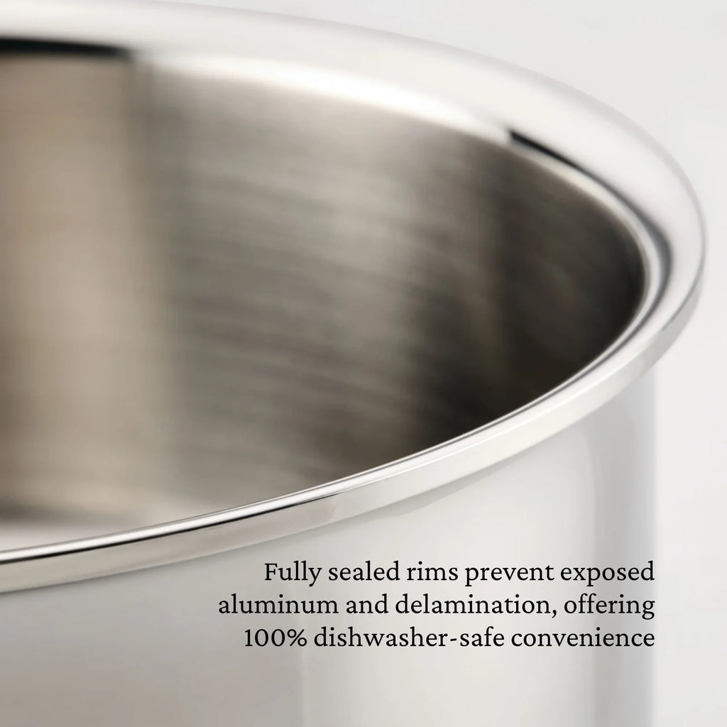2-Quart Polished Stainless Steel Saucier Pan with Tri-Ply Construction and Induction-Ready Performance