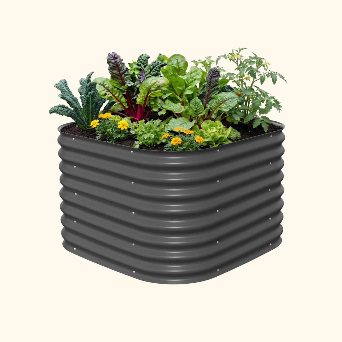 26-Inch Tall Raised Garden Bed Kit in Modular Metal, Modern Gray