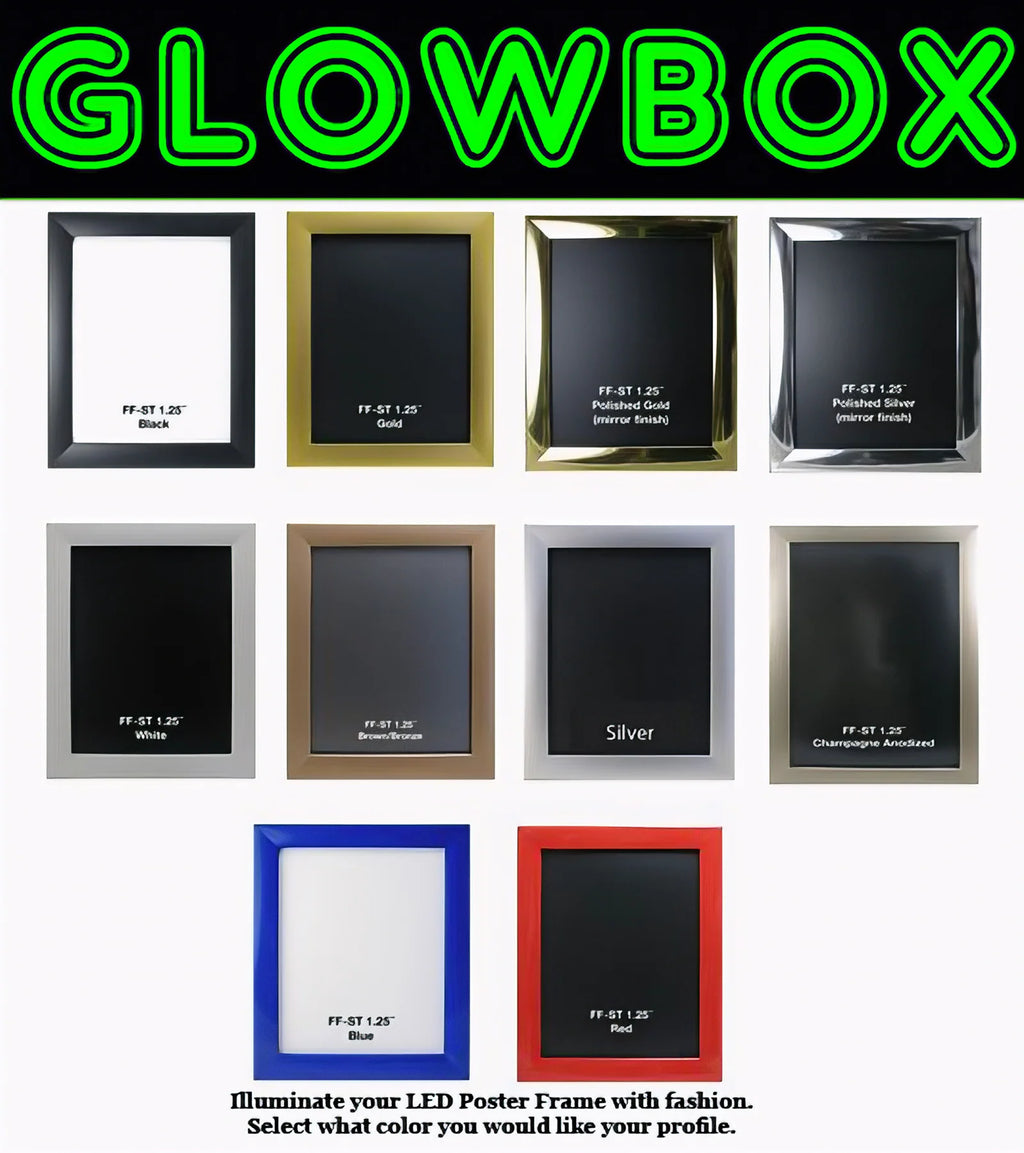 27x40 LED Poster Frame with 6000K Illumination, Snap-Open Borders and Adjustable Brightness in Multiple Colors