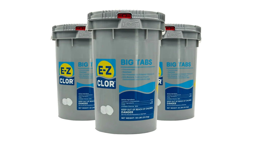 3-Inch Chlorine Tablets for Pool Sanitation, Stabilized Trichlor Big Tabs in a 50 lb Pail · Stabilized trichlor pool sanit