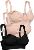 3-Pack Wire-Free Nur — 2 Nude 1 Black / XS/S: 30-32  / DDD-F-G-H / 2 Nude 1 Black / S/M: 32-34  / B-C-D-DD / 2 Nude 1 Black /