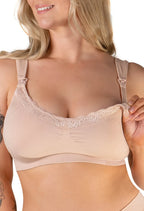 3-Pack Wire-Free Nursing Bras with Cushioned Wide Straps, Drop Cups, Floral Lace and Adjustable Support